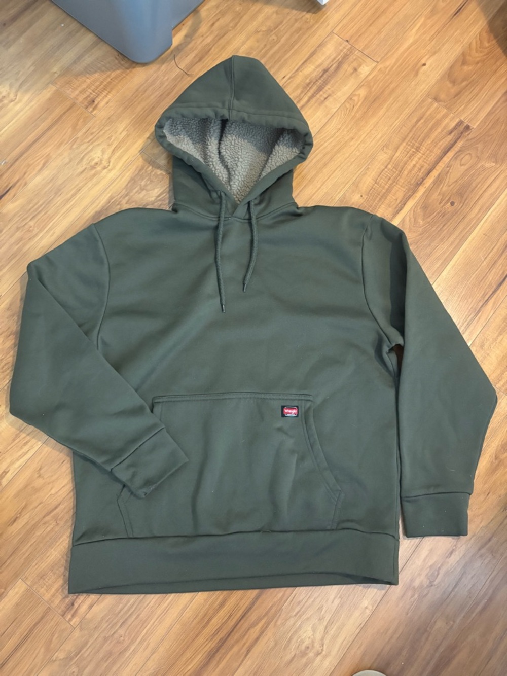 Wrangler Workwear Sherpa Lined Hoodie Men’s Large Olive Green Heavyweight